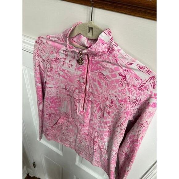 Lilly Pulitzer Skipper Popover Half-Zip Top Paradise Pink Rule Breakers Size XS - Picture 2 of 5